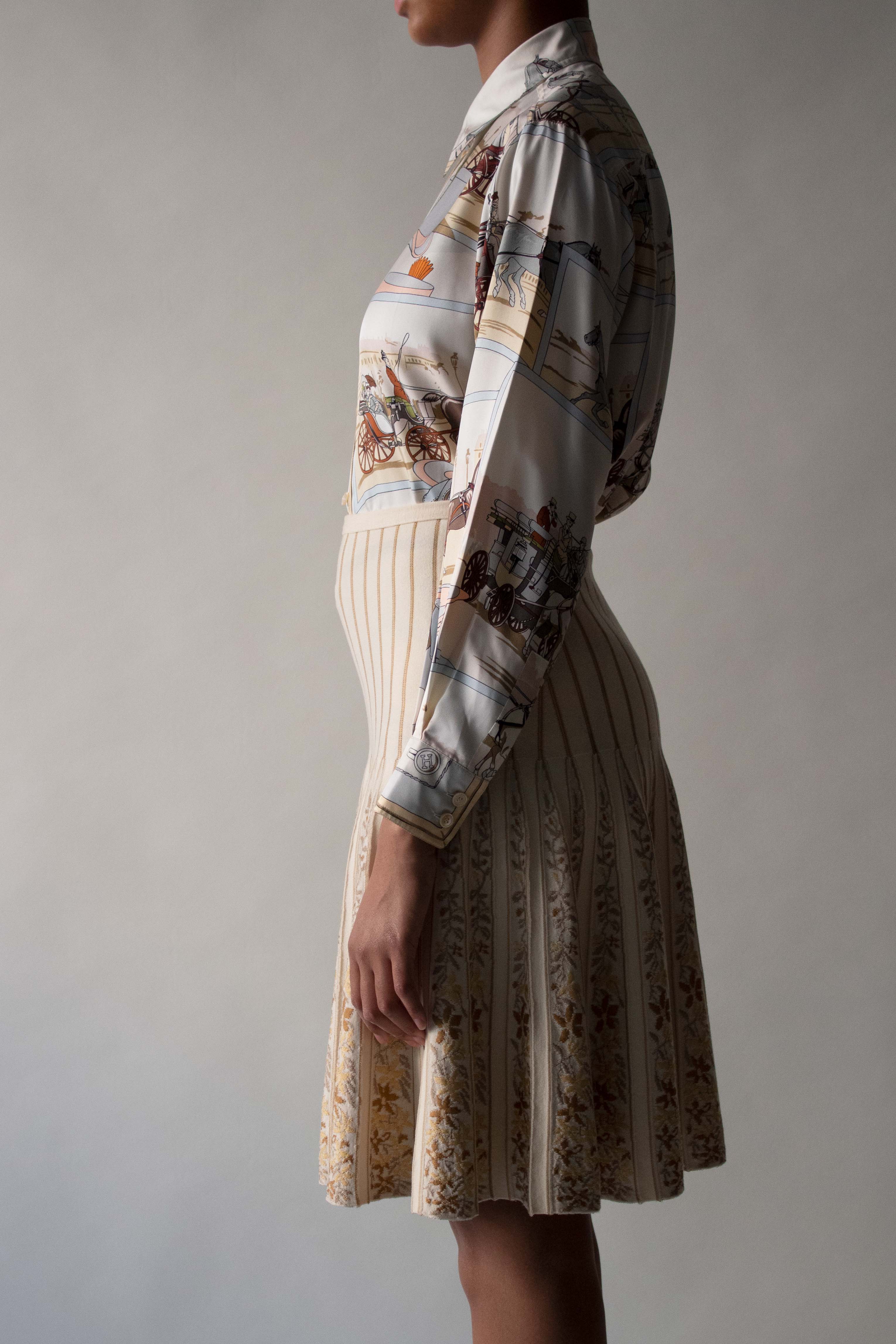 Alaia Cream Wool Blend Skirt