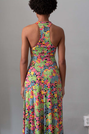 Stephen Burrows' World Racer Back Floral Print Cotton Jersey Dress