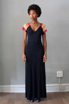 Stephen Burrows Black Jersey Dress With Colorful Sleeves