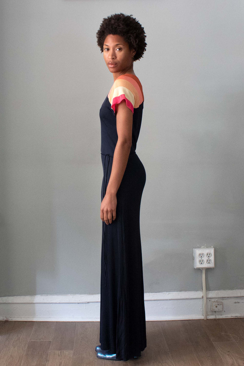Stephen Burrows Black Jersey Dress With Colorful Sleeves – Moore ...
