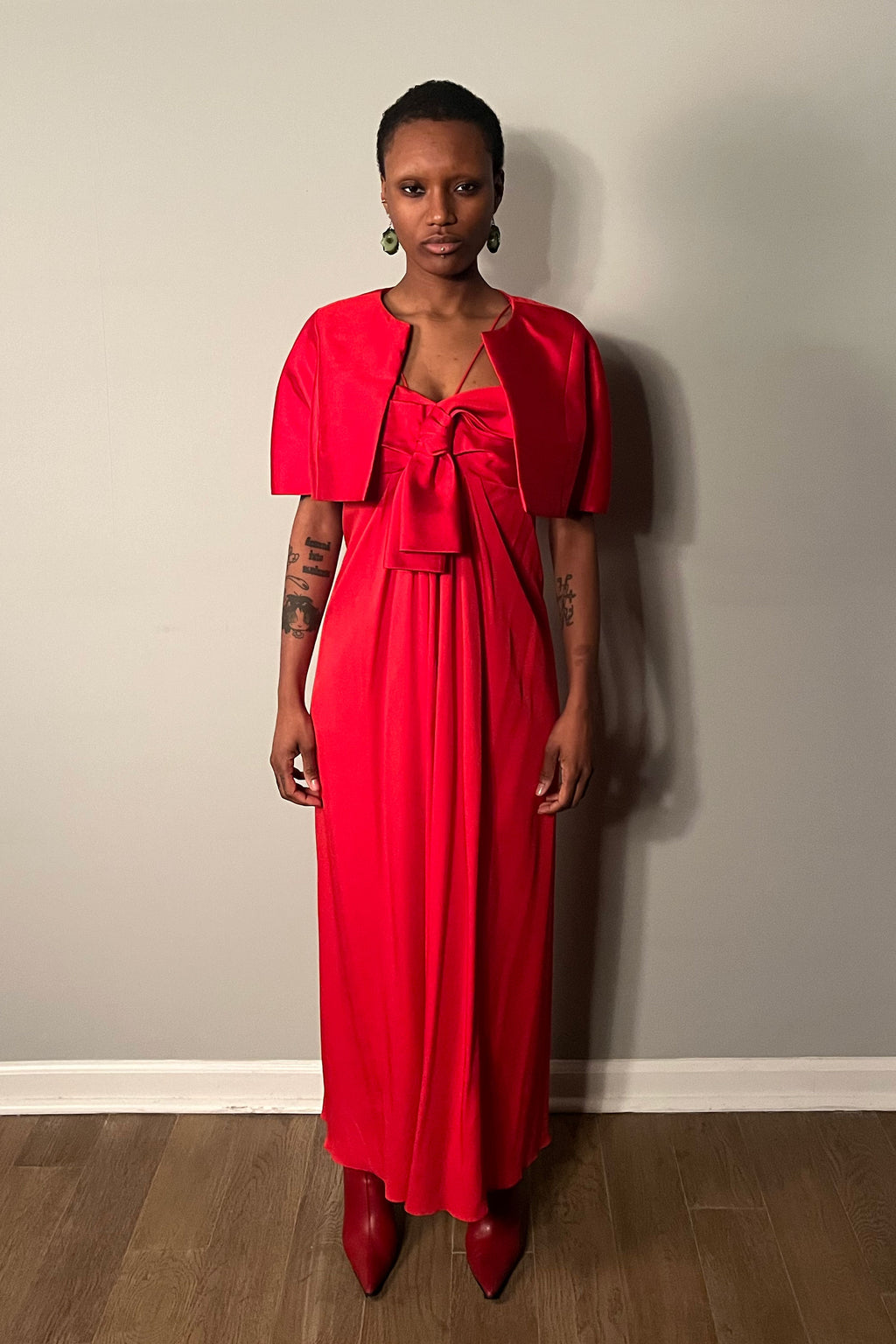 Henri Bendel Red Silk Dress Set