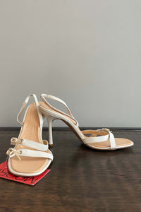 Richard Tyler White Bowed Sling Heels