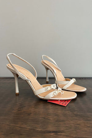 Richard Tyler White Bowed Sling Heels