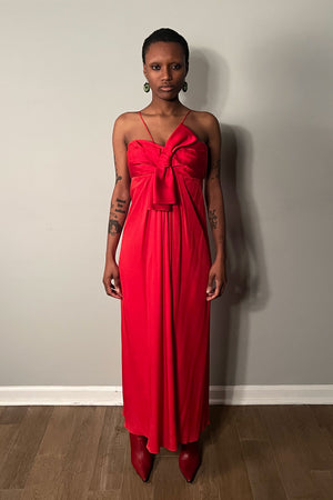 vintage red silk dress Y2K Crimson Silk Slip Dresssmall La Poubelle Vintage