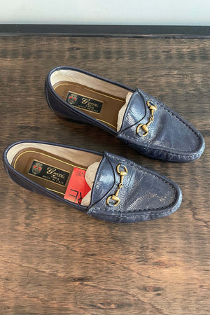 Gucci Navy Blue Patent Leather Loafers