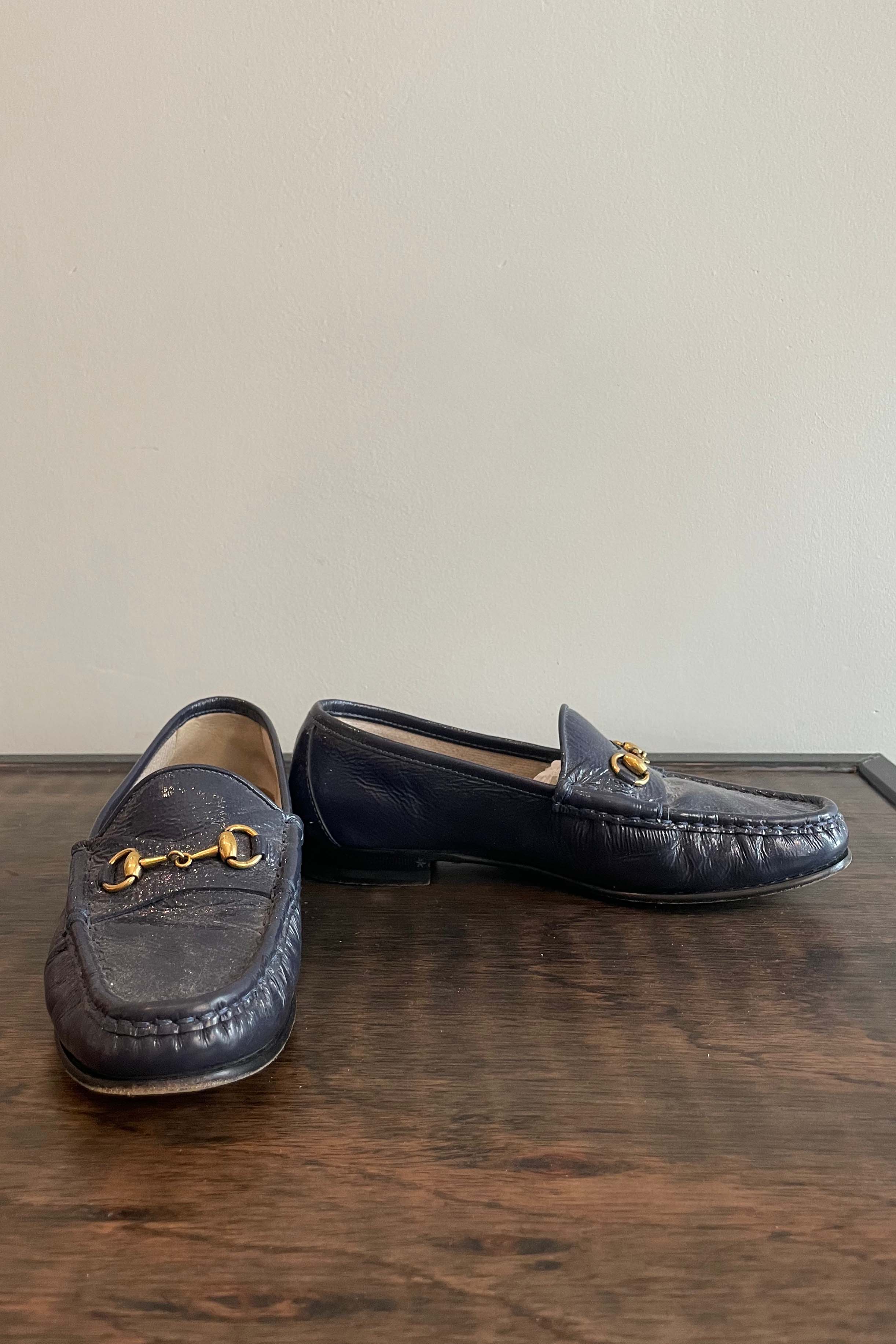 Gucci Navy Blue Patent Leather Loafers – Moore Vintage Archive