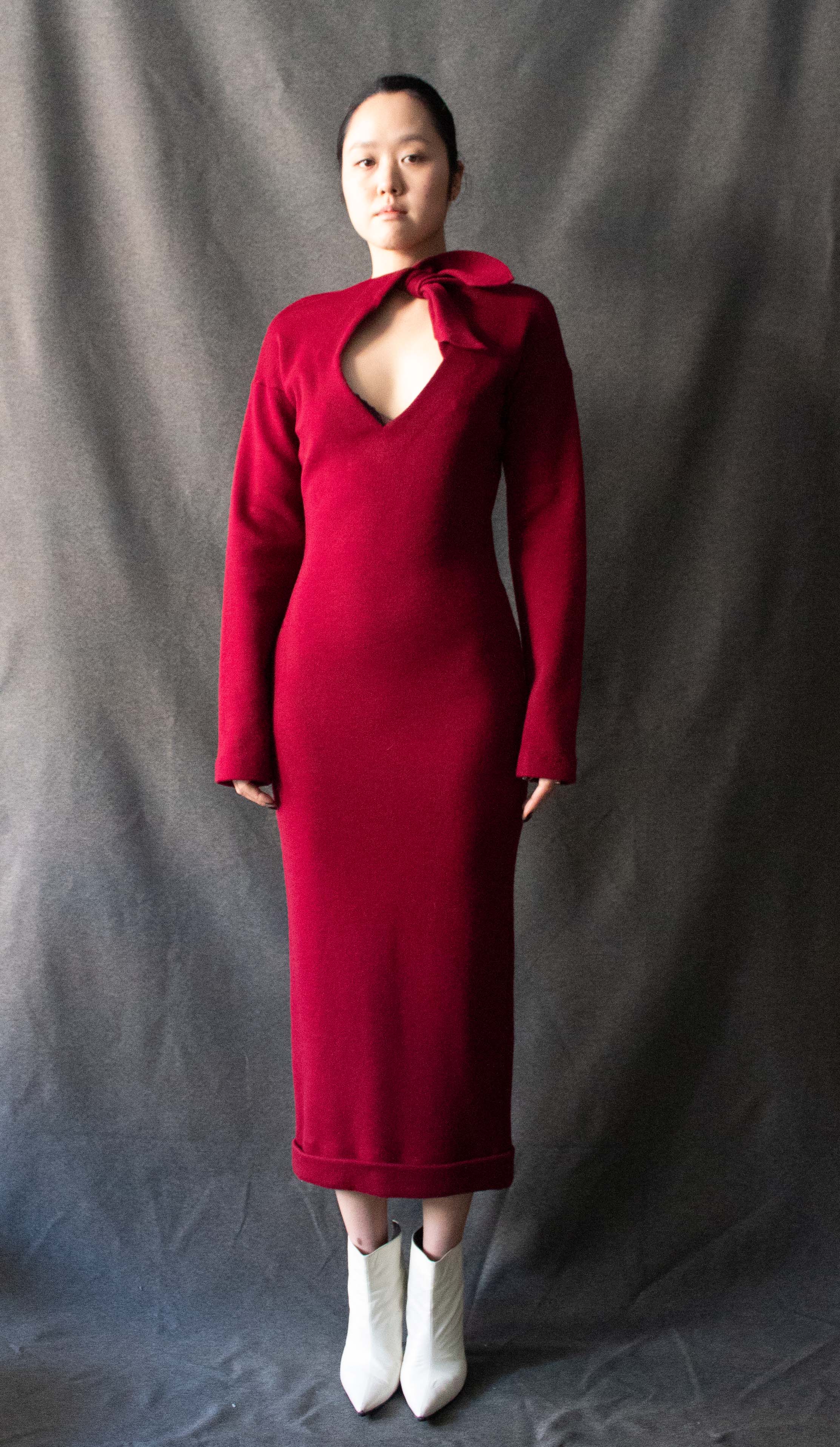 Romeo Gigli Burgundy Wool Dress Moore Vintage Archive Romeo Gigli Burgundy Wool Dress Moore Vintage Archive