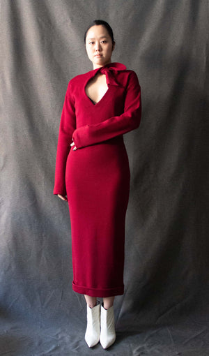 Romeo Gigli Burgundy Wool Dress