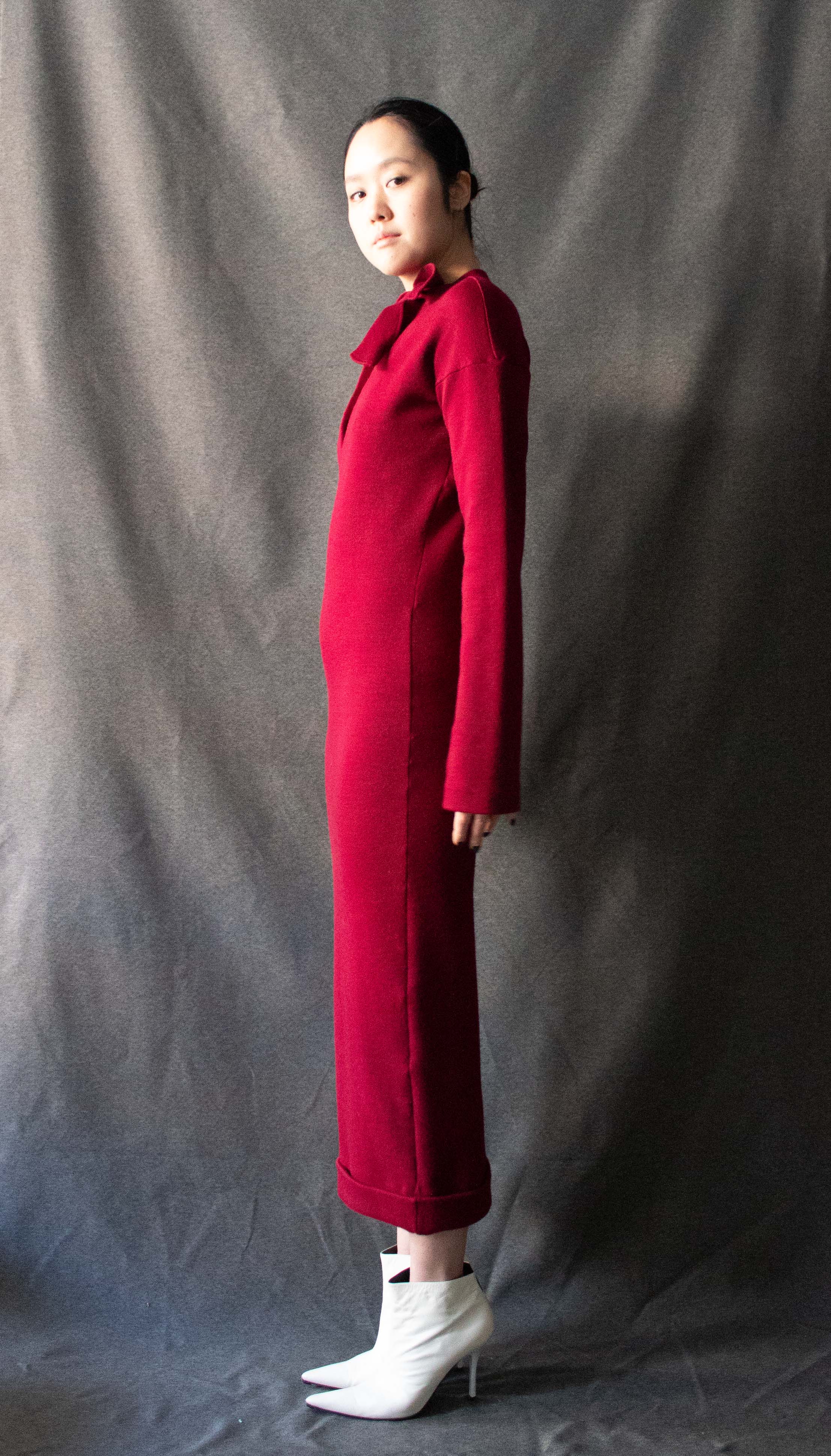 Romeo Gigli Burgundy Wool Dress