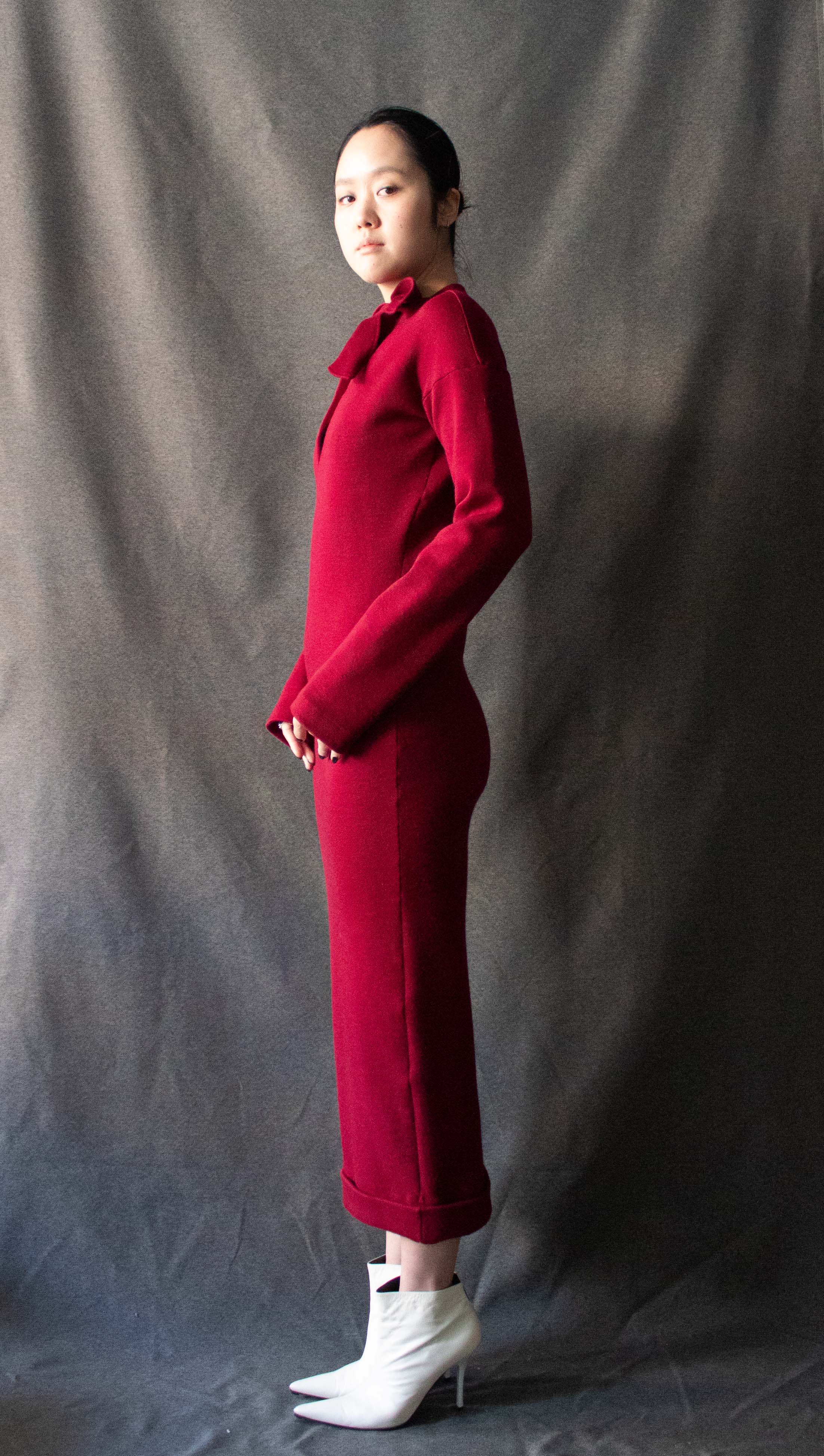 Romeo Gigli Burgundy Wool Dress