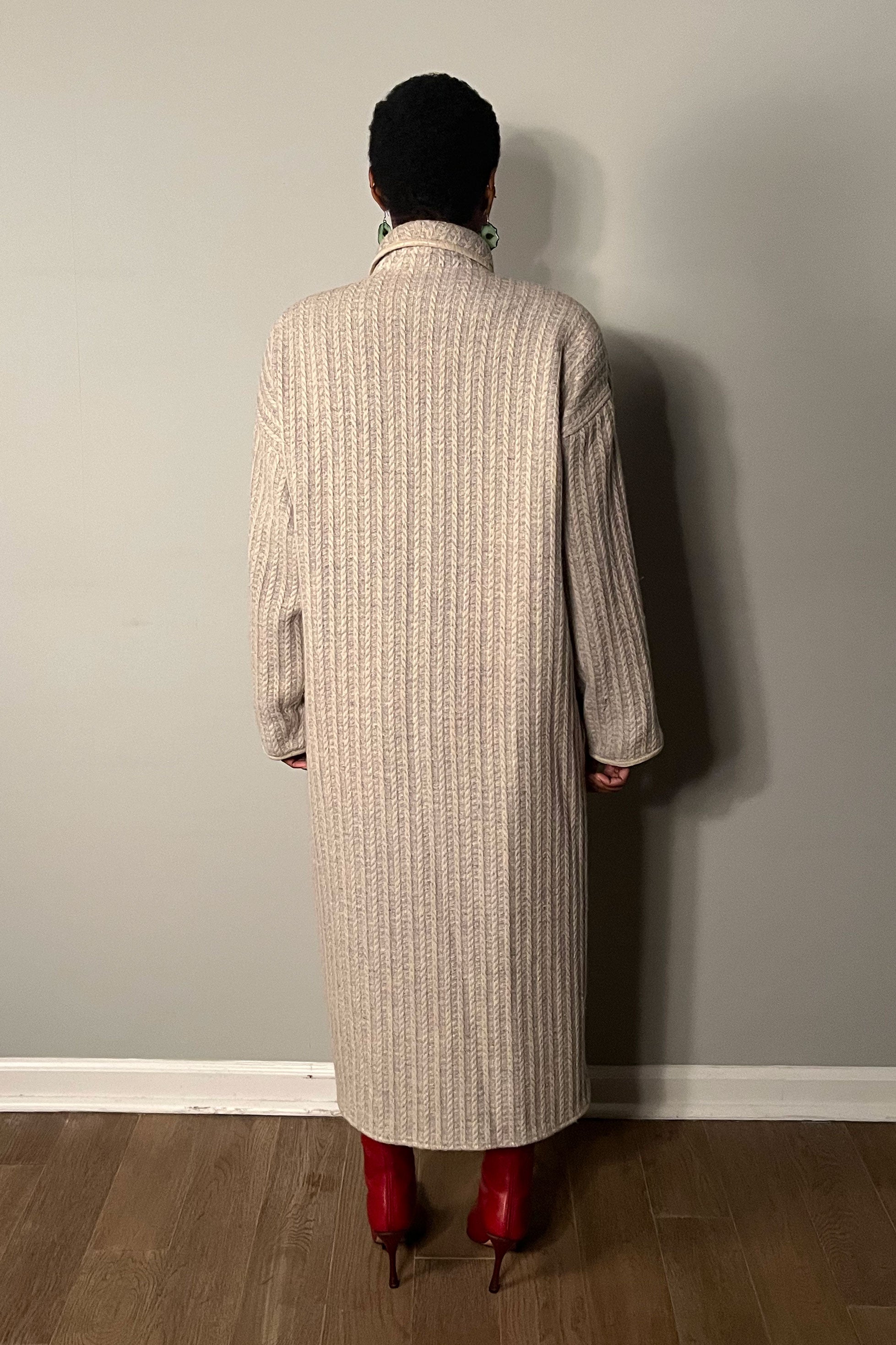 Anne Marie Beretta Grey Woven Wool Coat