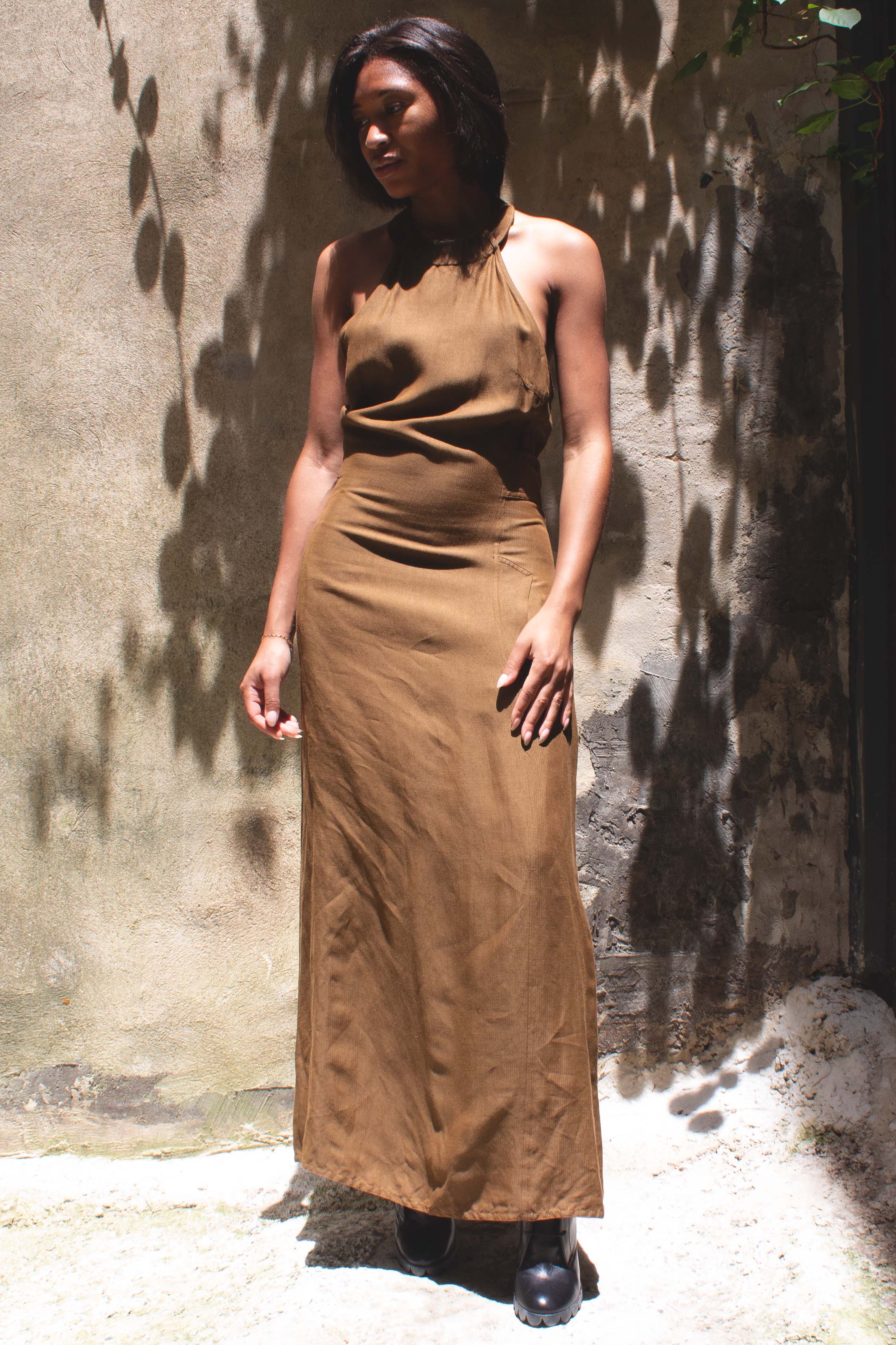 Claude Montana Brown Halter Dress