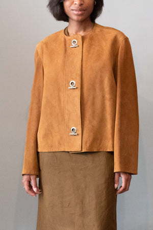 Hermes x Margiela Camel Brown Lambskin Suede Jacket