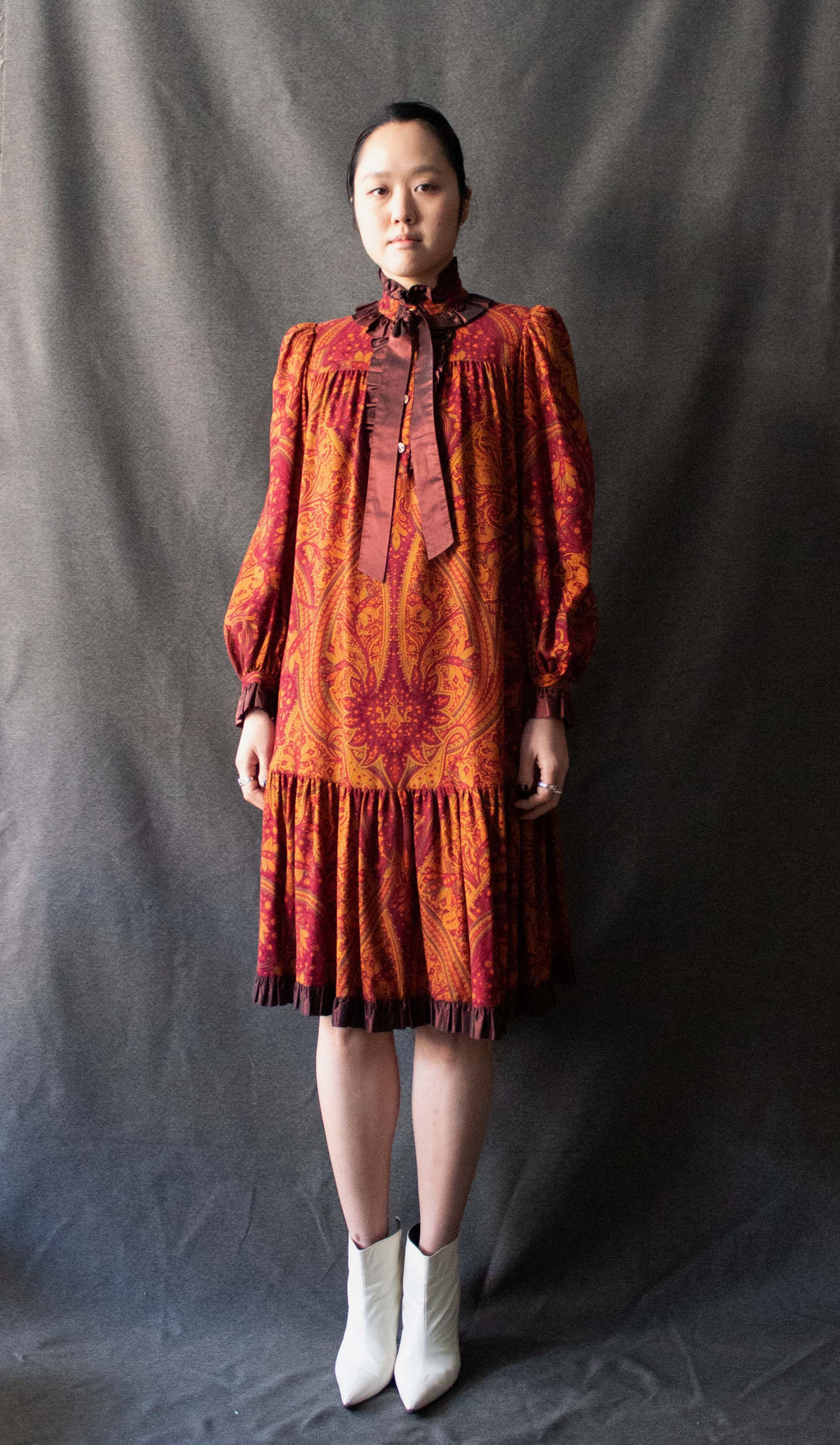 Saint Laurent Ballet Russe Wool Blend Paisley Dress