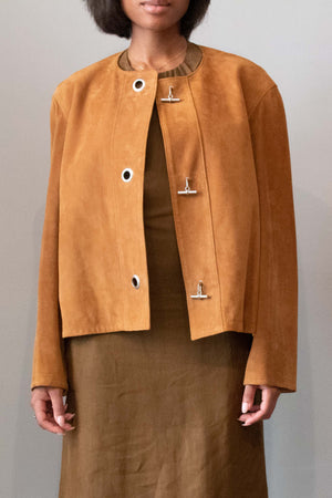 Hermes x Margiela Camel Brown Lambskin Suede Jacket