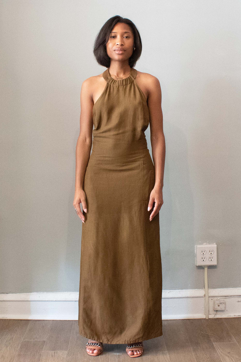 Claude Montana Brown Halter Dress