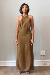 Claude Montana Brown Halter Dress