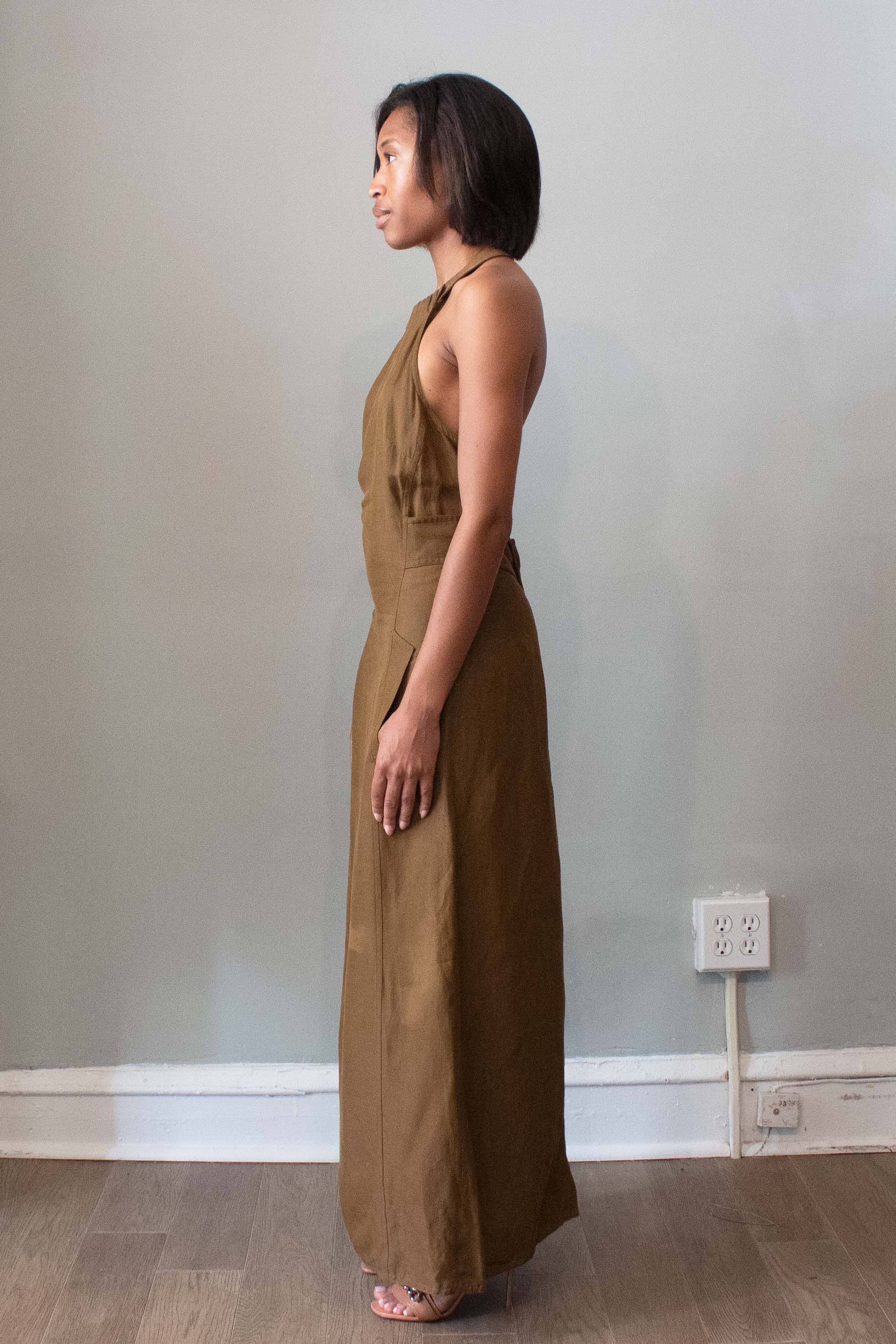 Claude Montana Brown Halter Dress