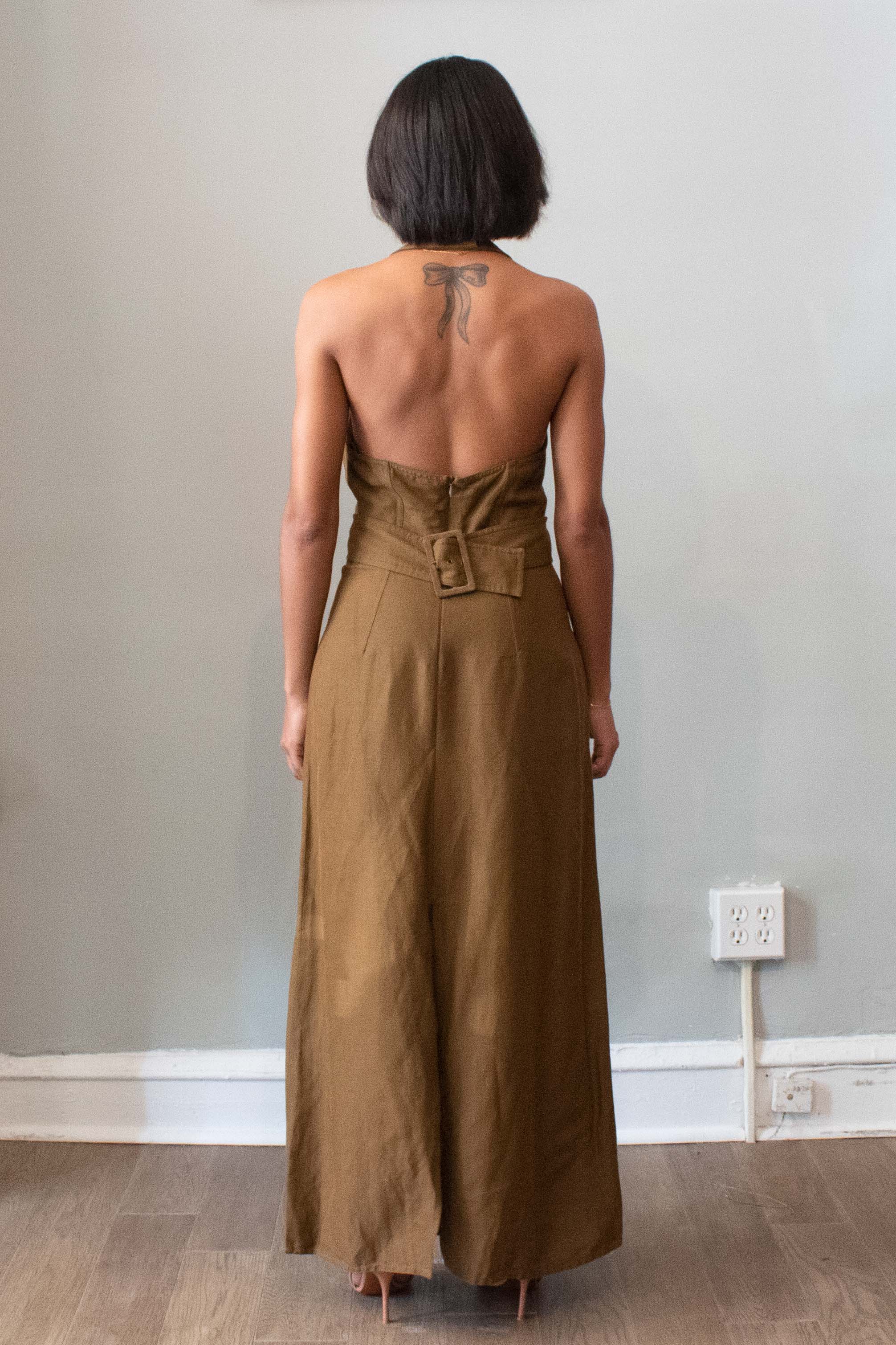 Claude Montana Brown Halter Dress Moore Vintage Archive Claude Montana Brown Halter Dress Moore Vintage Archive