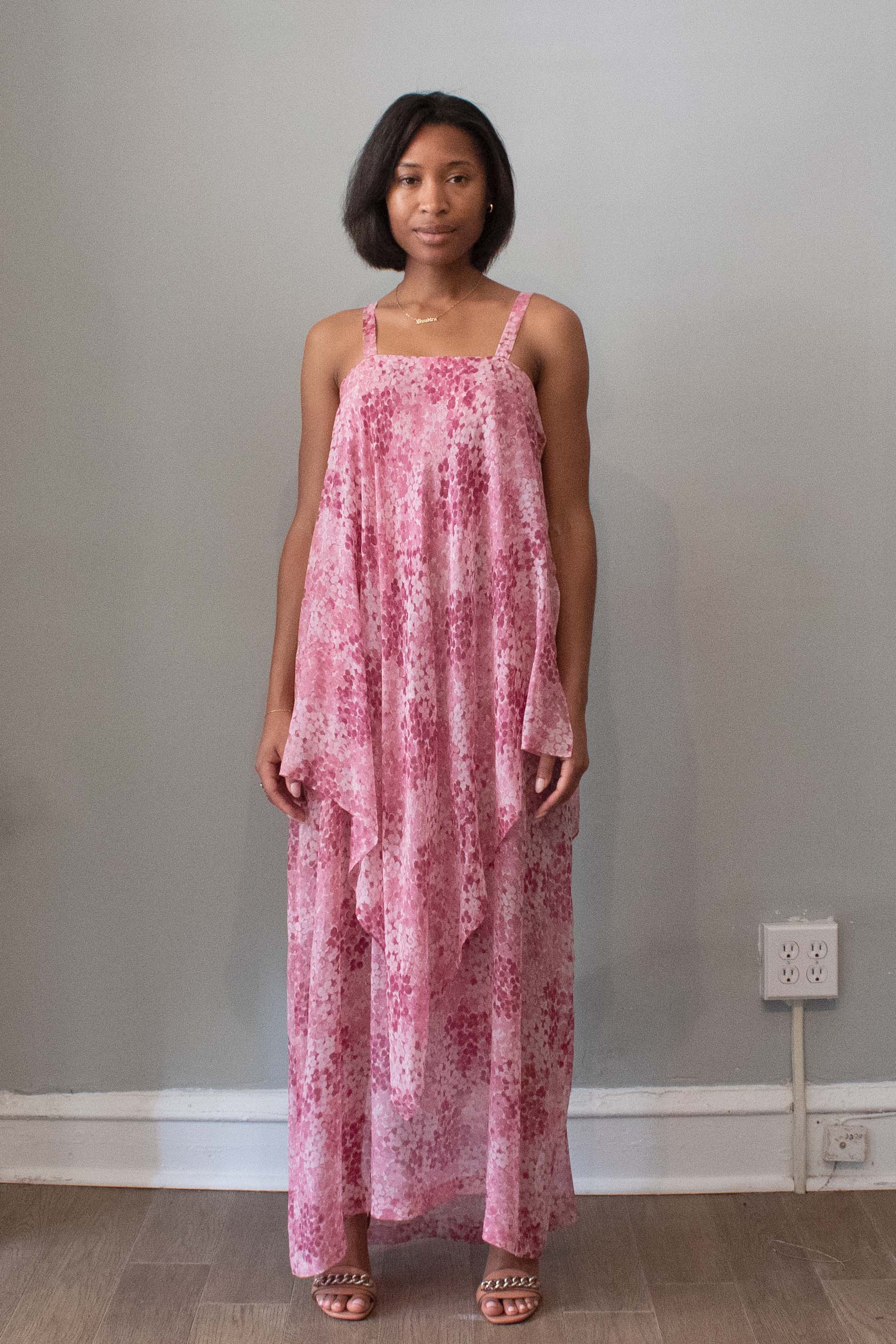 flowery silk dress Saint Laurent Pink Floral Silk Dress – Moore Vintage Archive