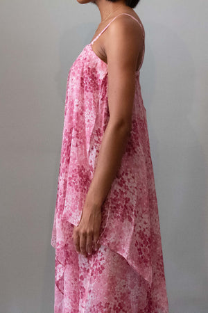 Saint Laurent Pink Floral Silk Dress