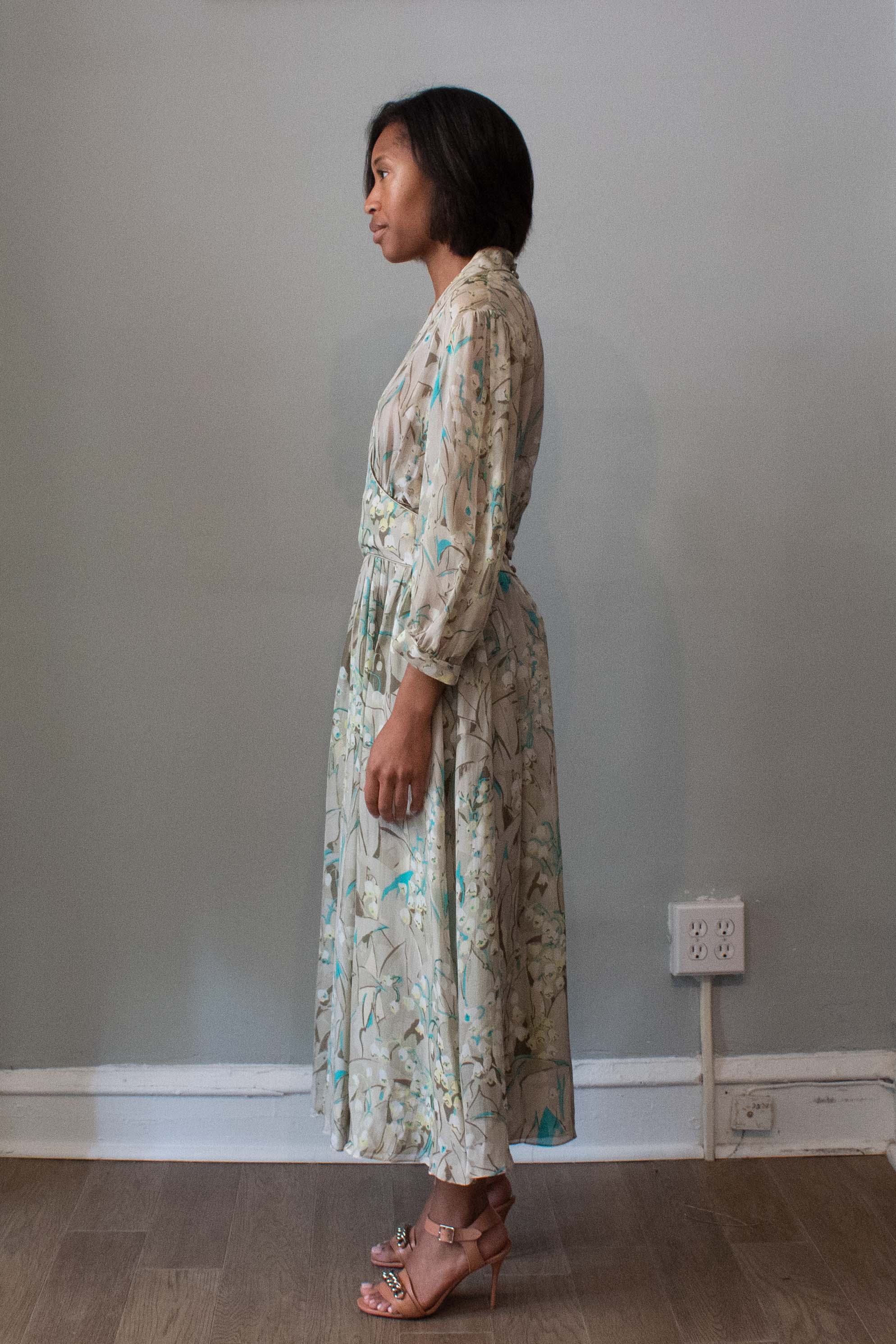 Hanae Mori Silk Floral Print Dress