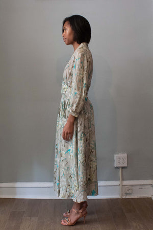 Hanae Mori Silk Floral Print Dress