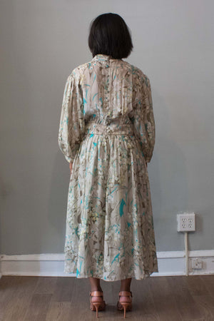 Hanae Mori Silk Floral Print Dress