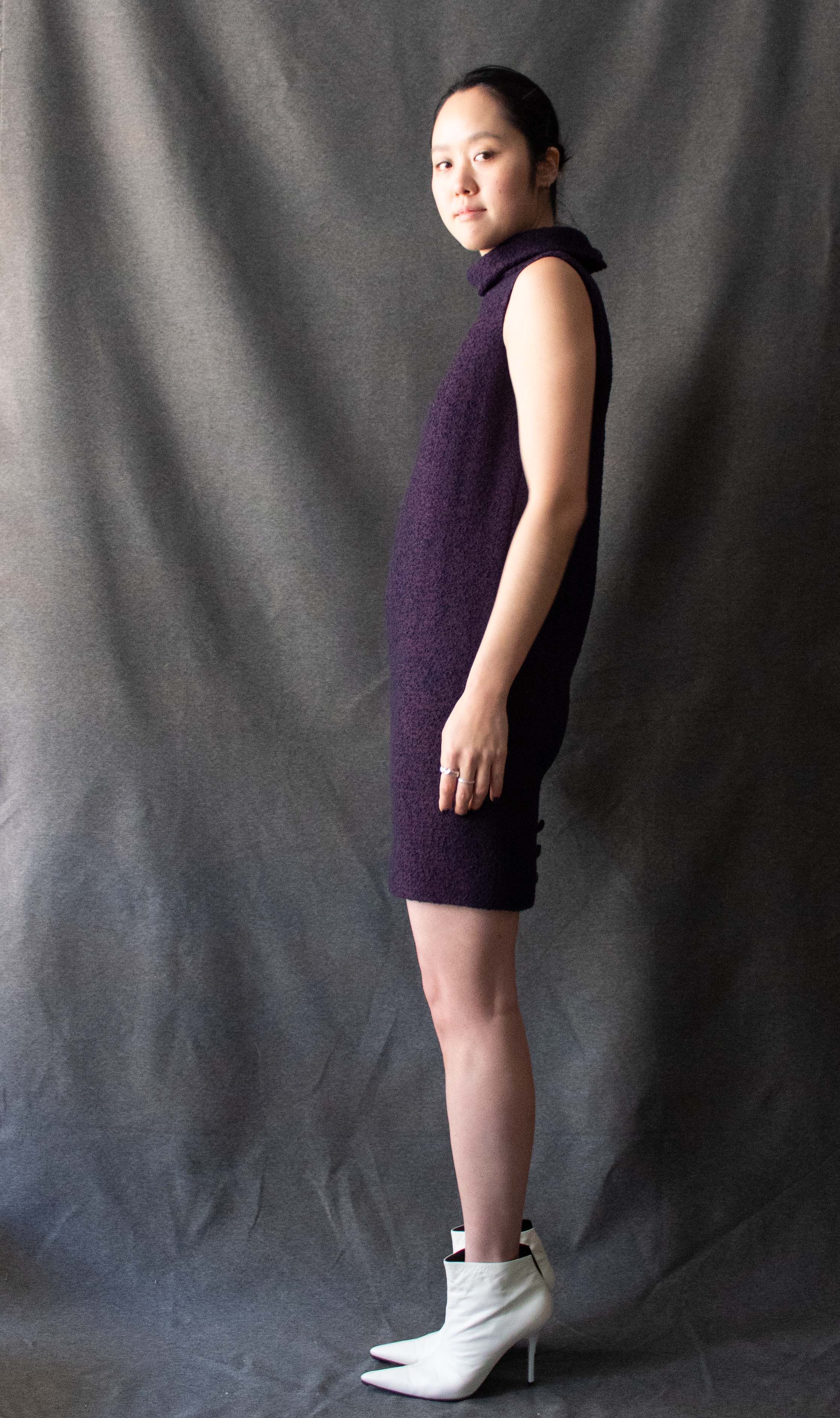 Chanel Purple Cashmere Blend Tweed Dress