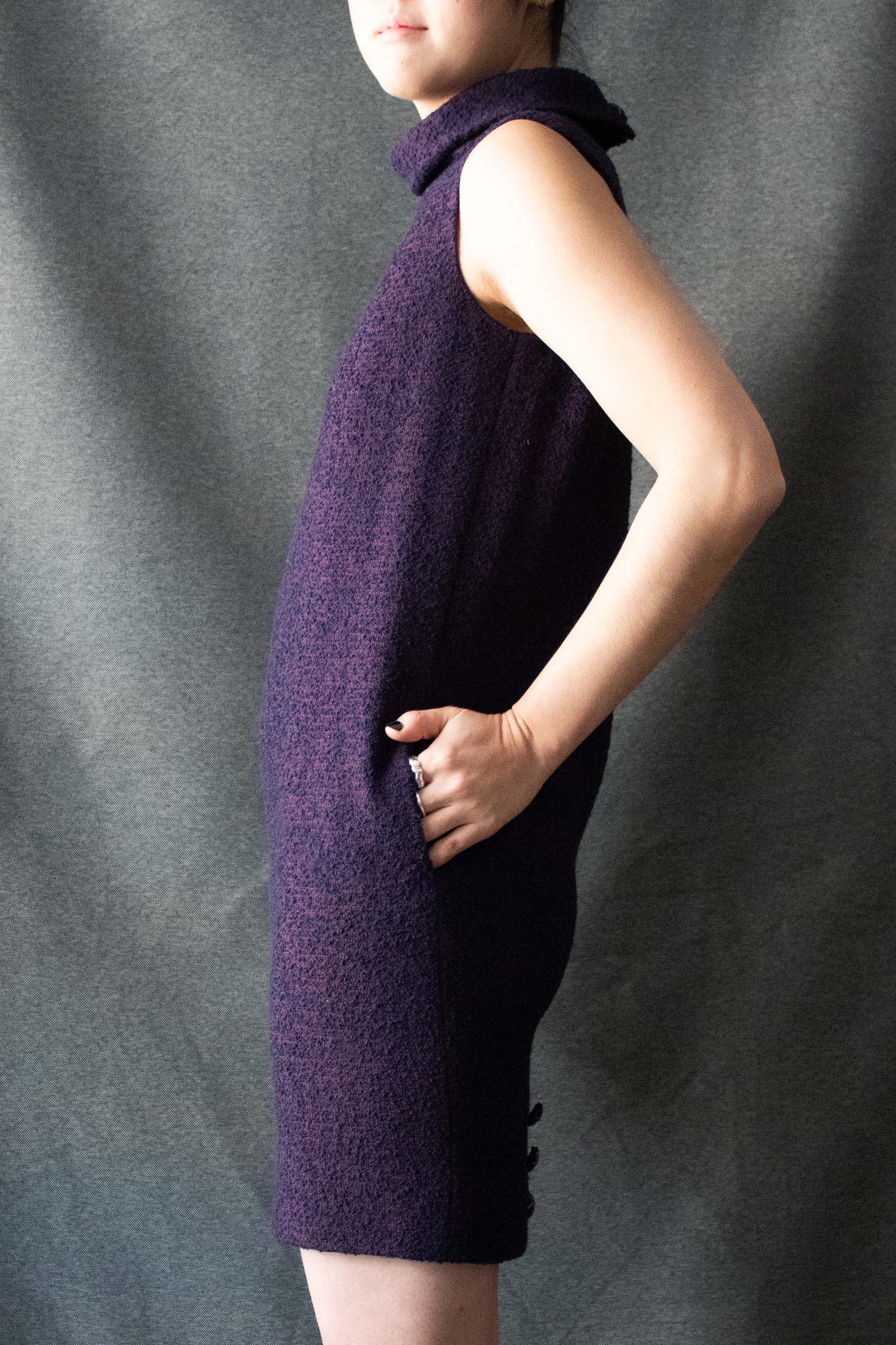 Chanel Purple Cashmere Blend Tweed Dress