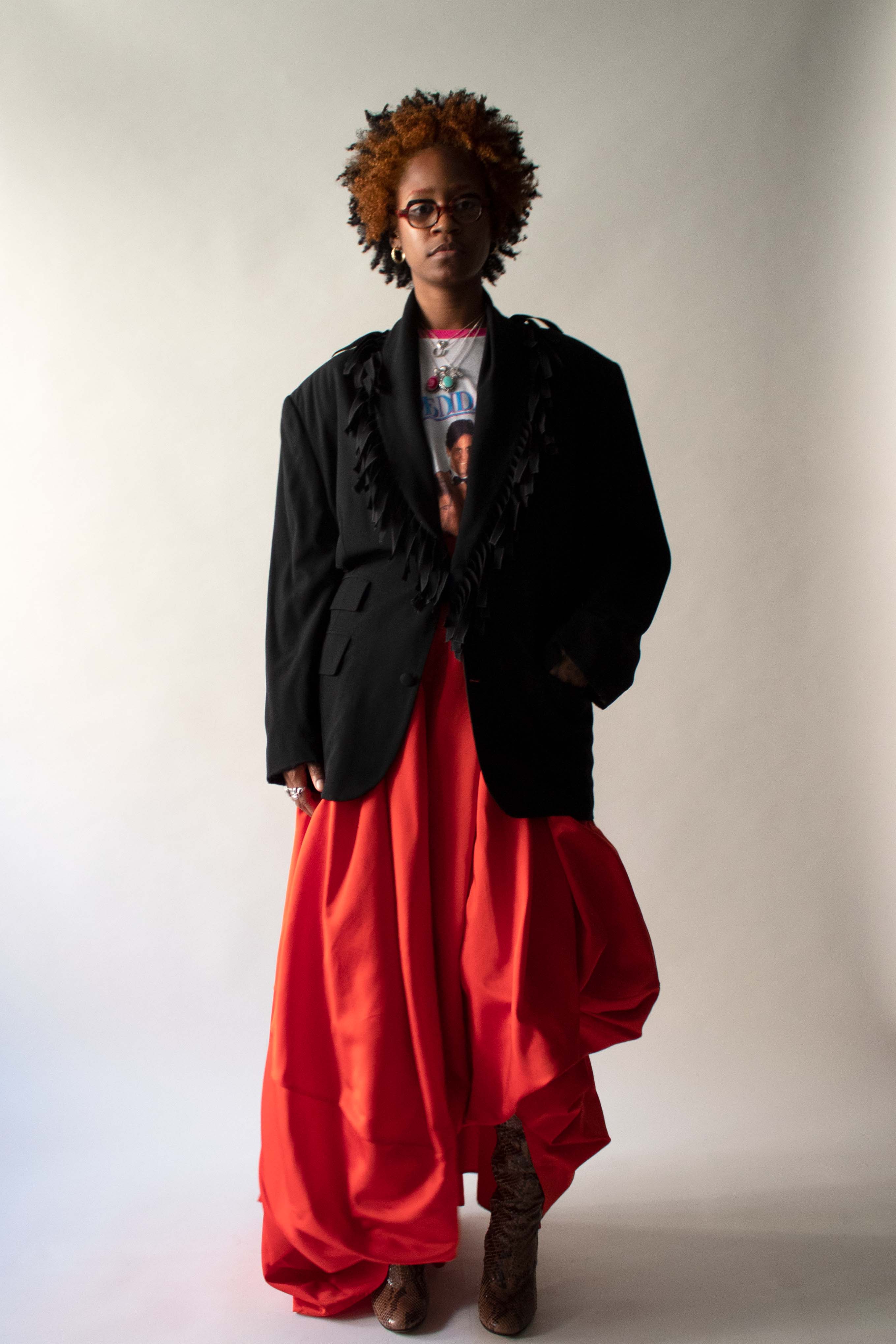 Jean Paul Gaultier Homme Black Wool Fringe Collar Blazer