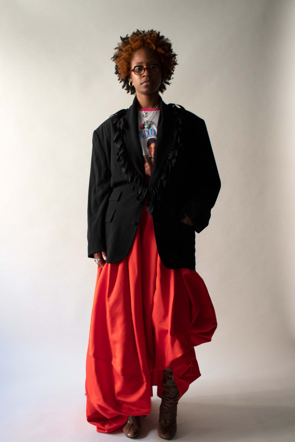 Jean Paul Gaultier Homme Black Wool Fringe Collar Blazer