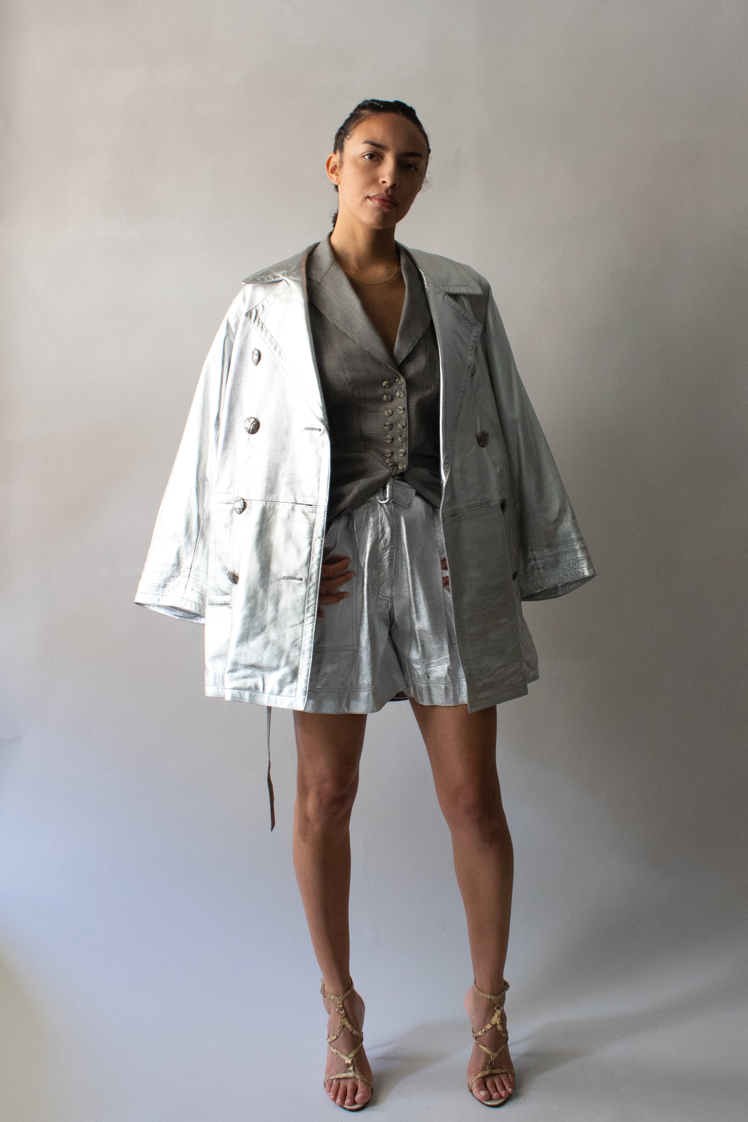 Yves Saint Laurent Silver Leather Jacket