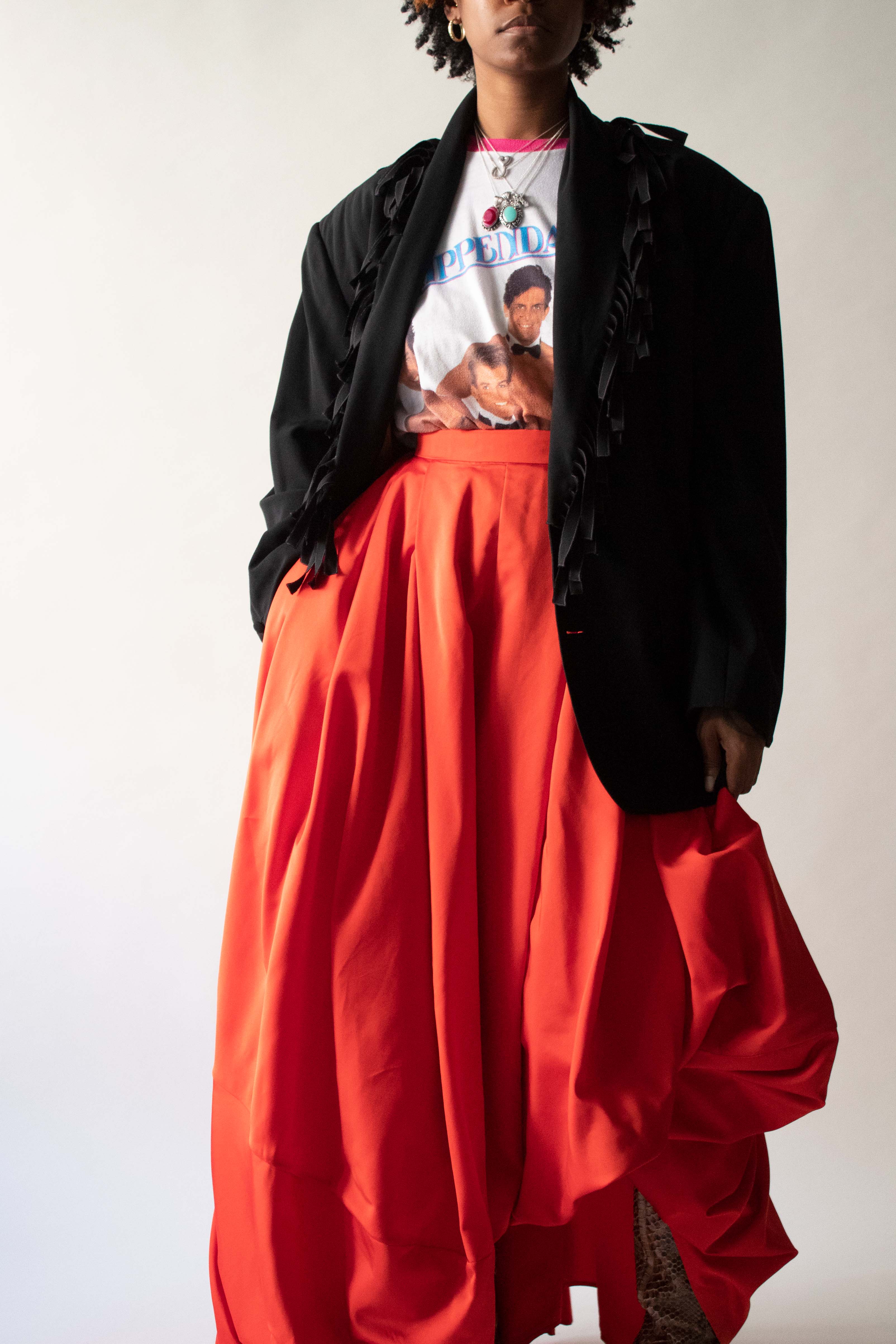 Jean Paul Gaultier Homme Black Wool Fringe Collar Blazer