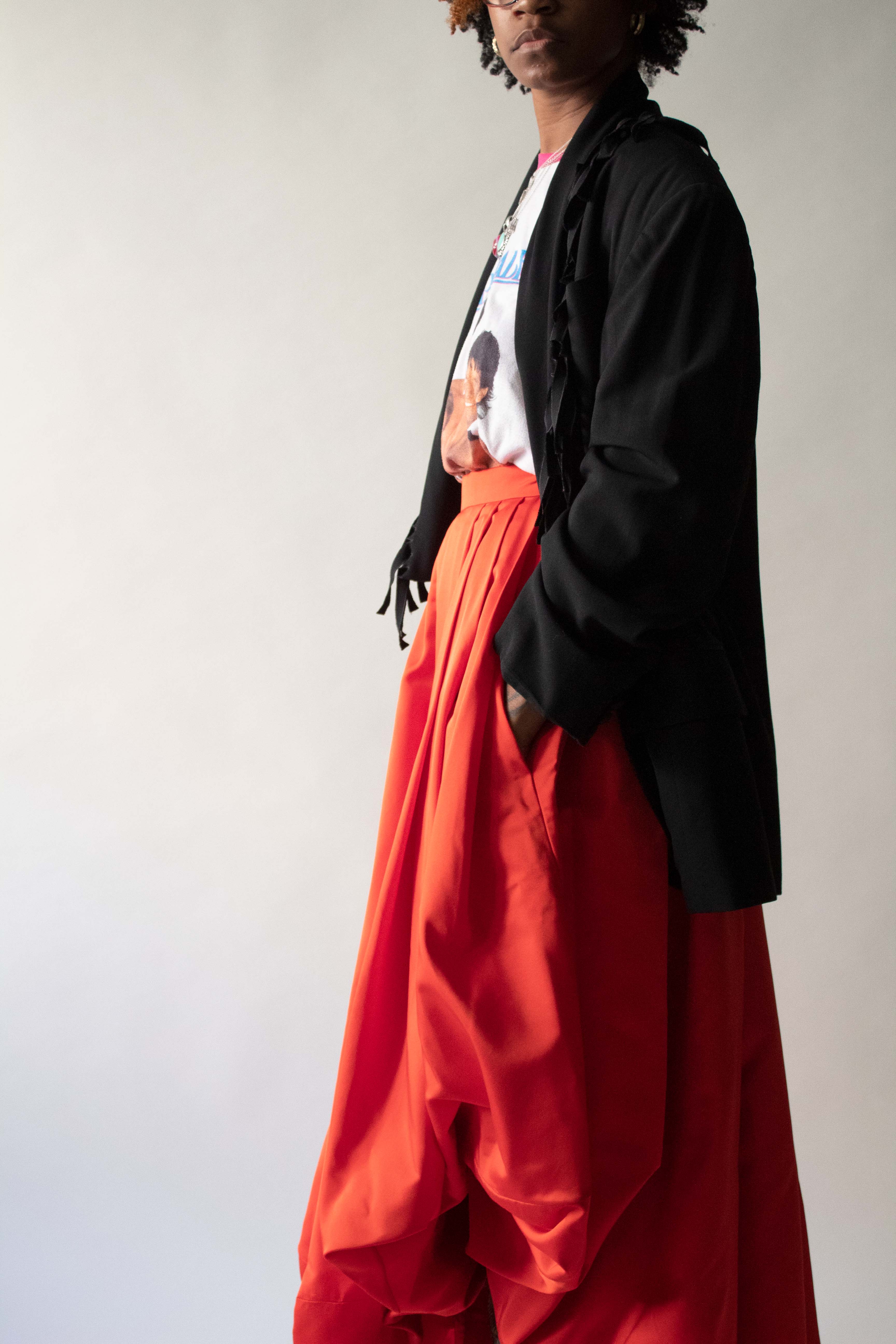 Jean Paul Gaultier Homme Black Wool Fringe Collar Blazer