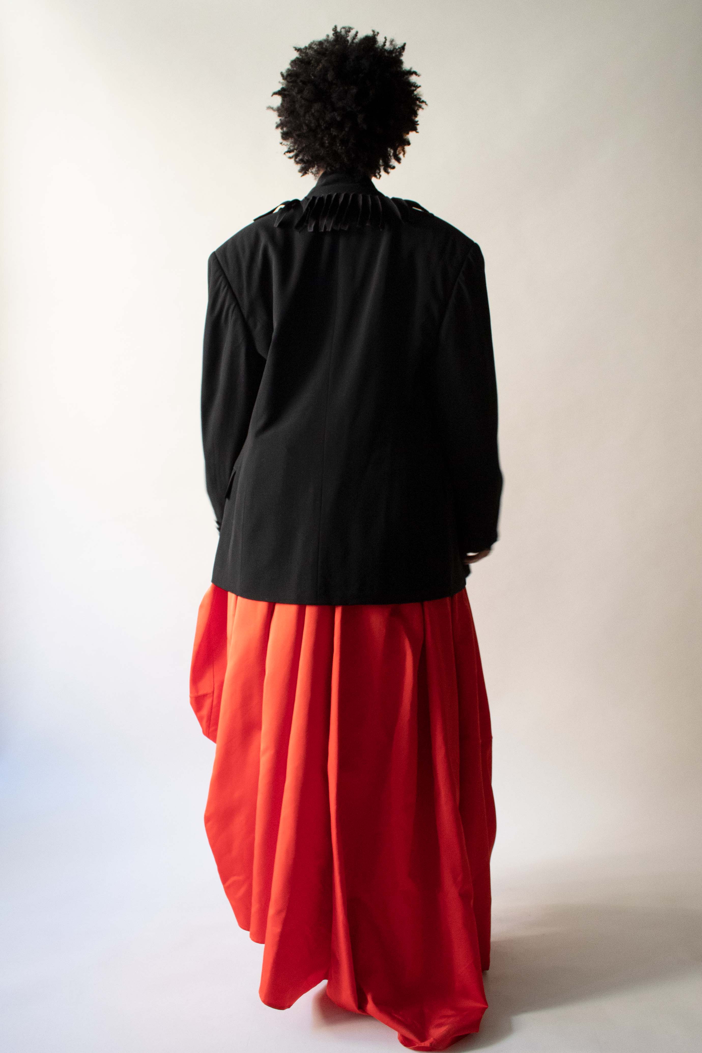 Jean Paul Gaultier Homme Black Wool Fringe Collar Blazer