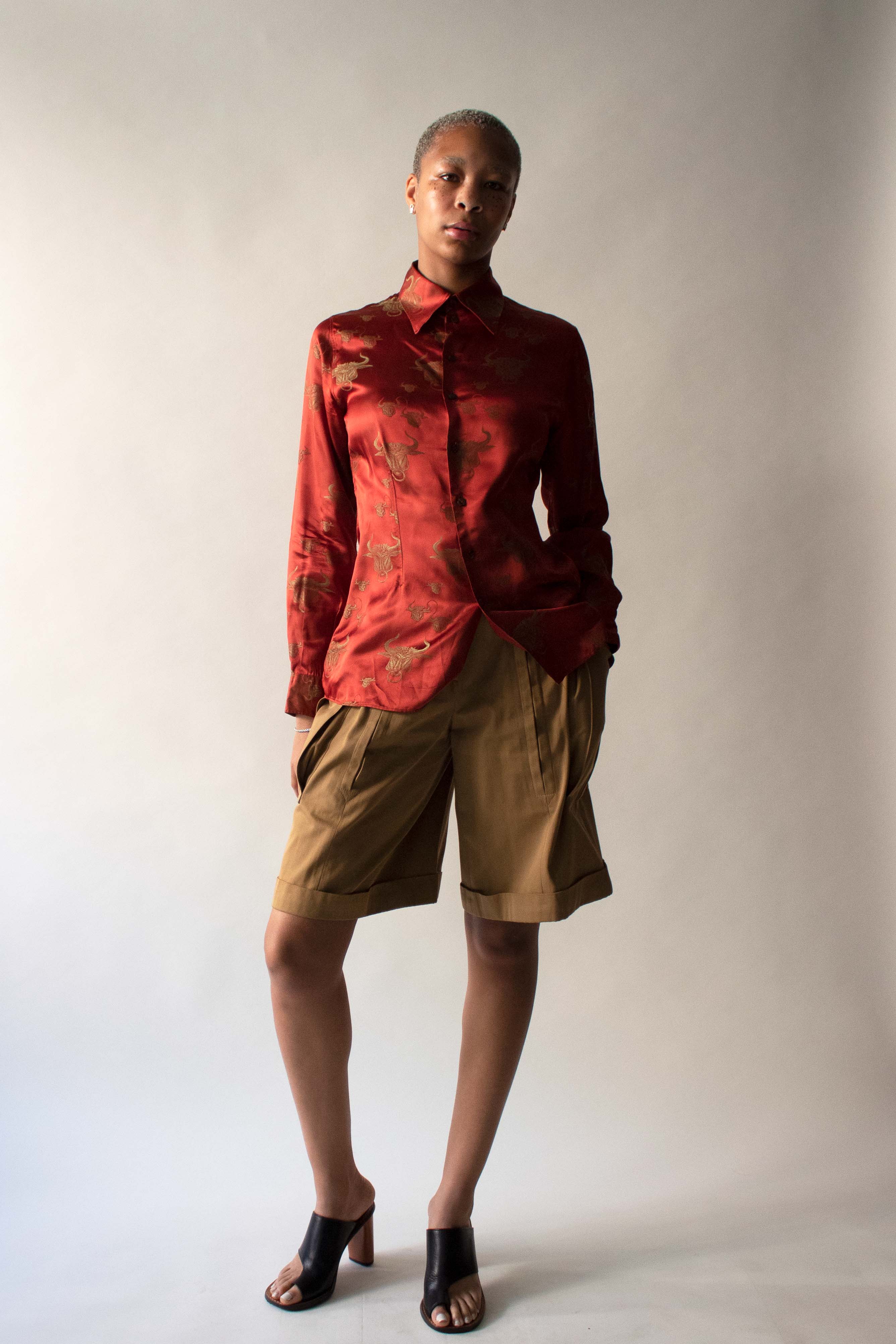 Jean Paul Gaultier 1994 Red Polyester jaquard Shirt