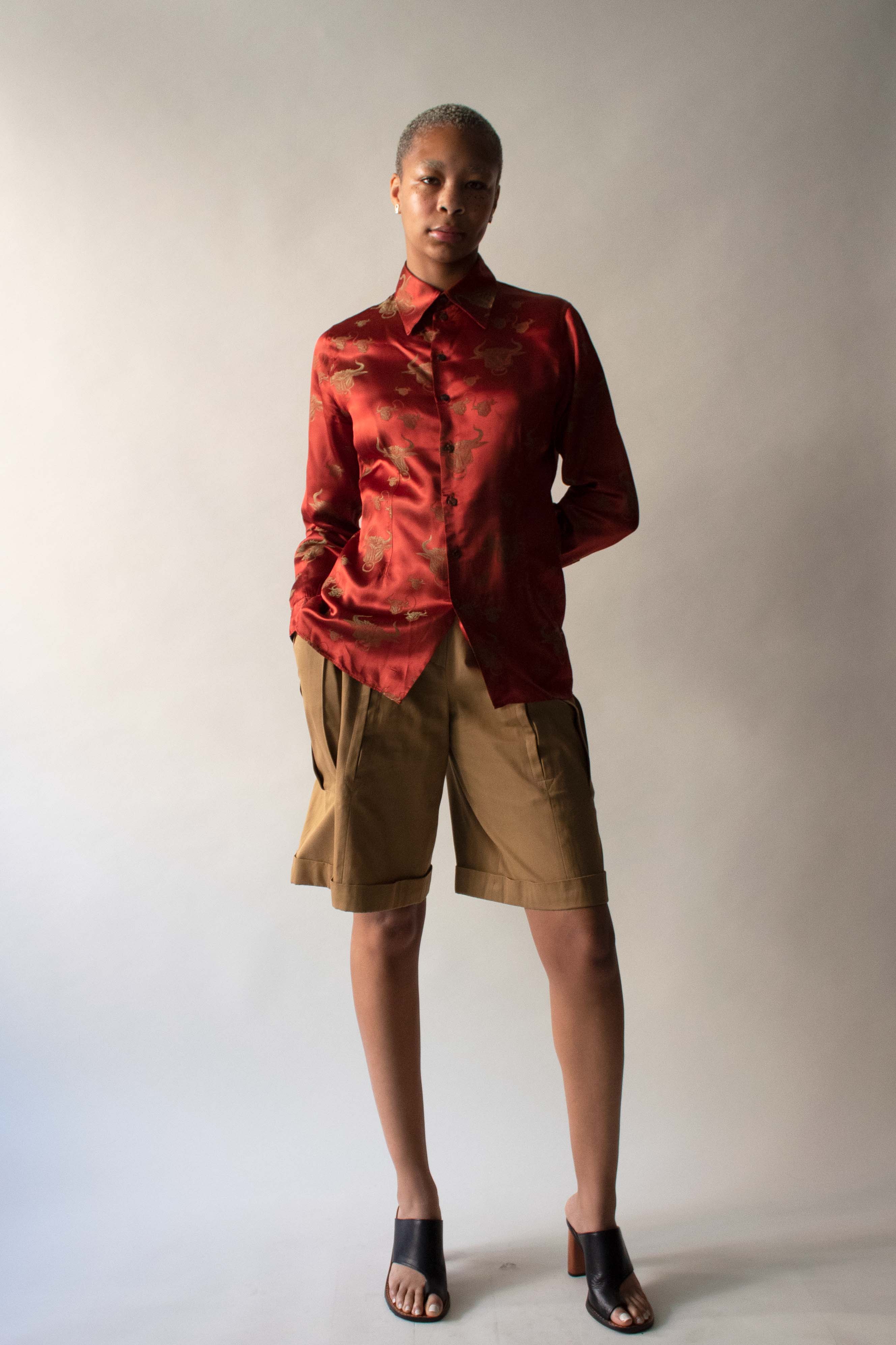 Jean Paul Gaultier 1994 Red Polyester jaquard Shirt