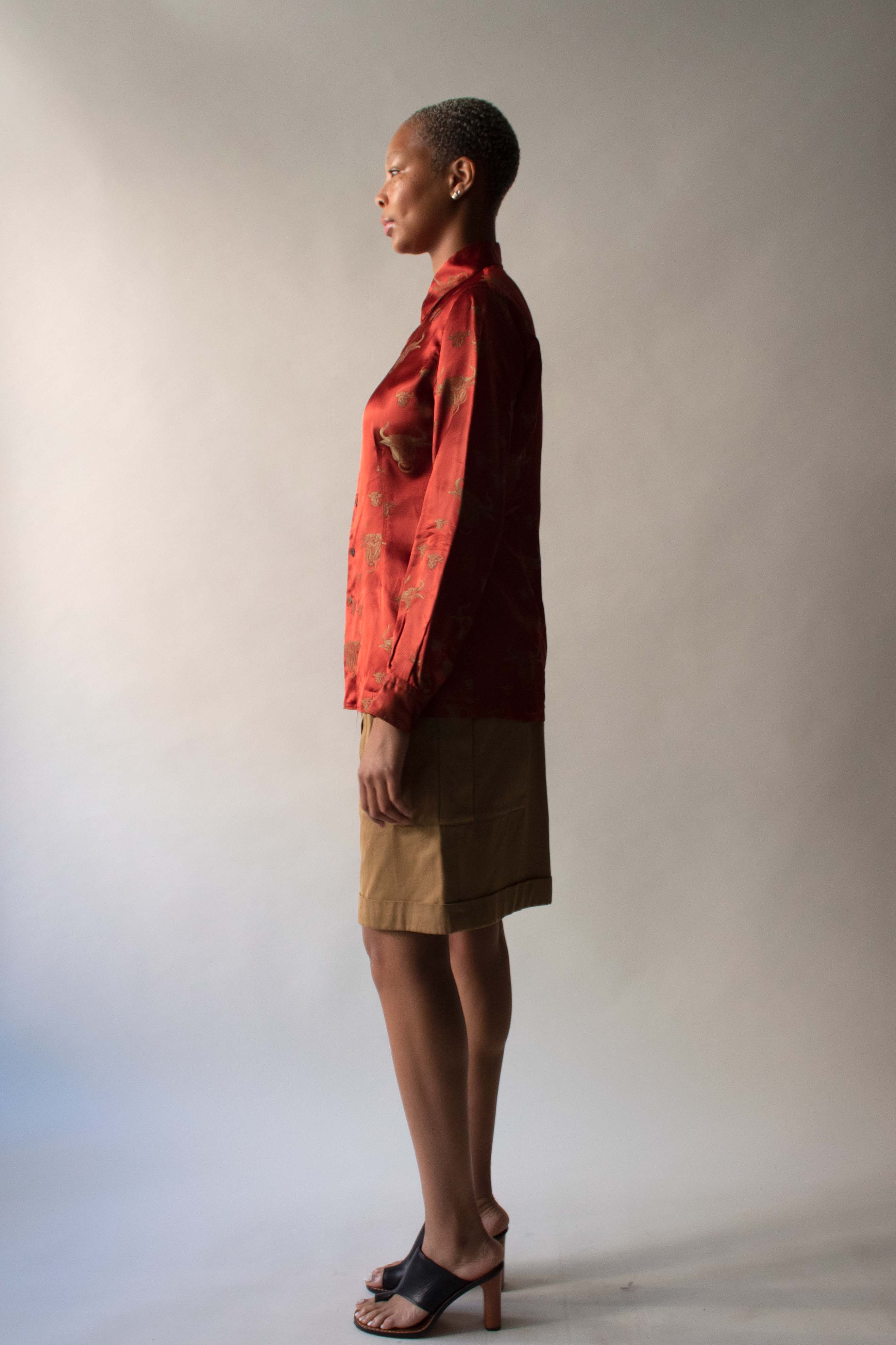 Jean Paul Gaultier 1994 Red Polyester jaquard Shirt