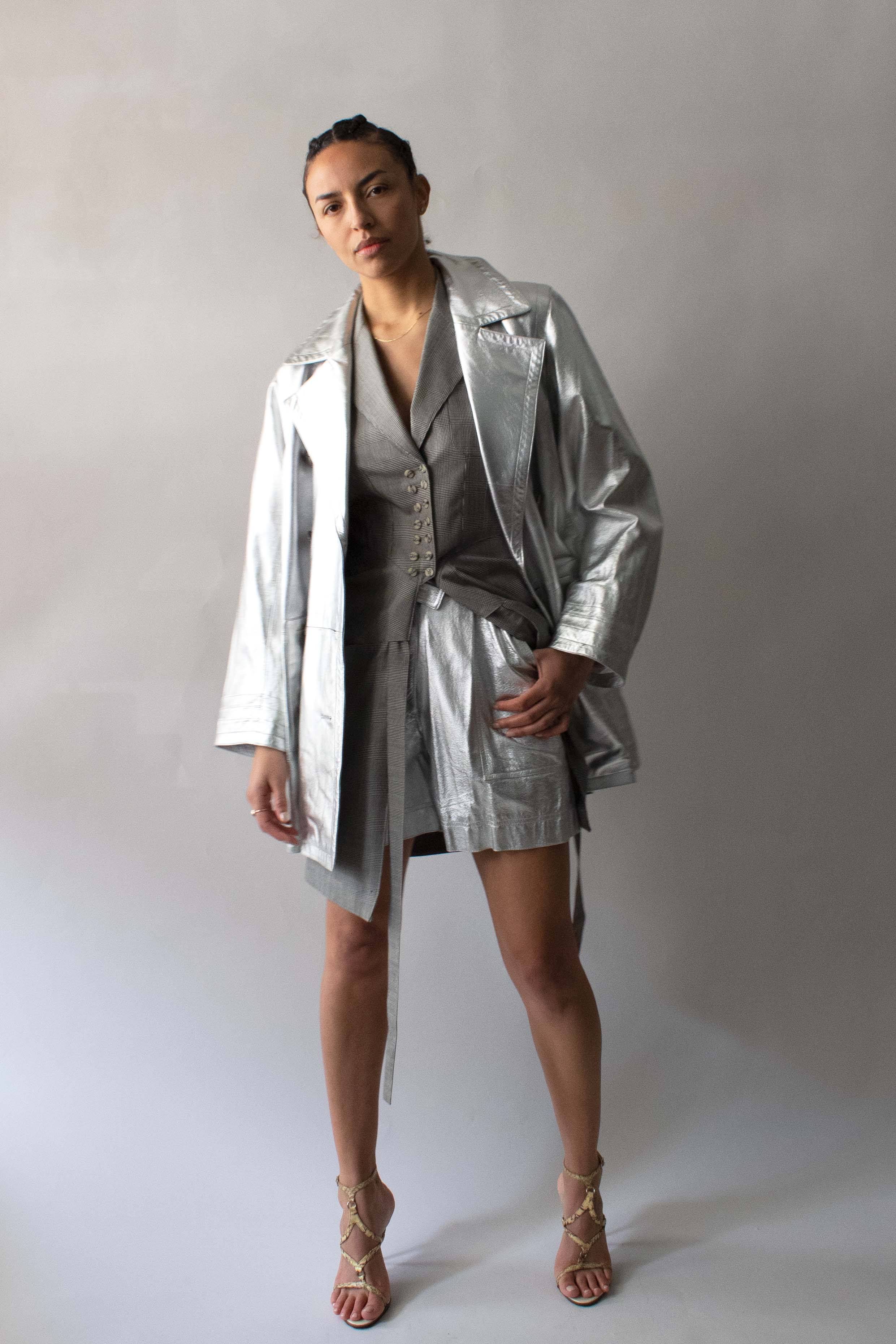 Yves Saint Laurent Silver Leather Jacket