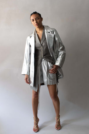 Yves Saint Laurent Silver Leather Jacket