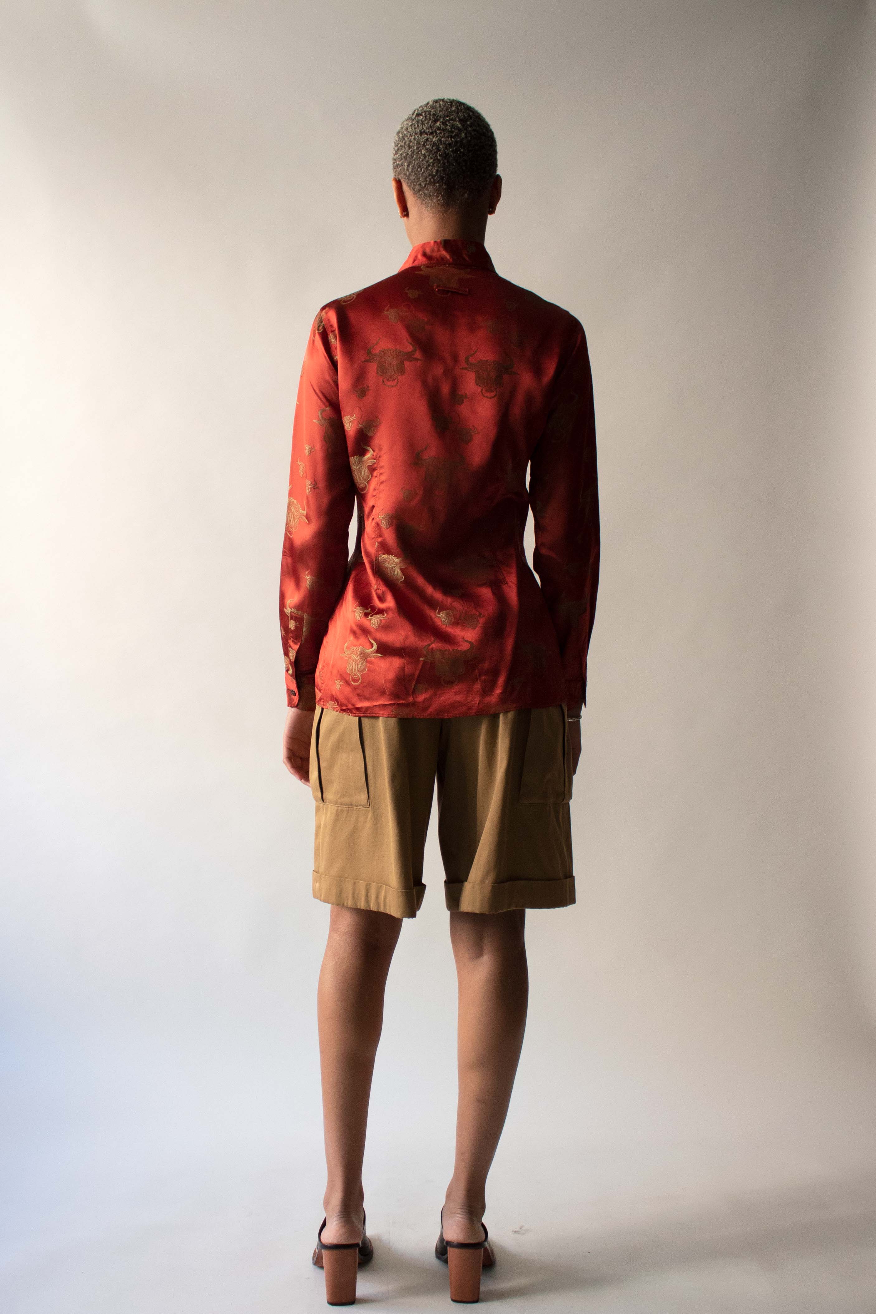 Jean Paul Gaultier 1994 Red Polyester jaquard Shirt