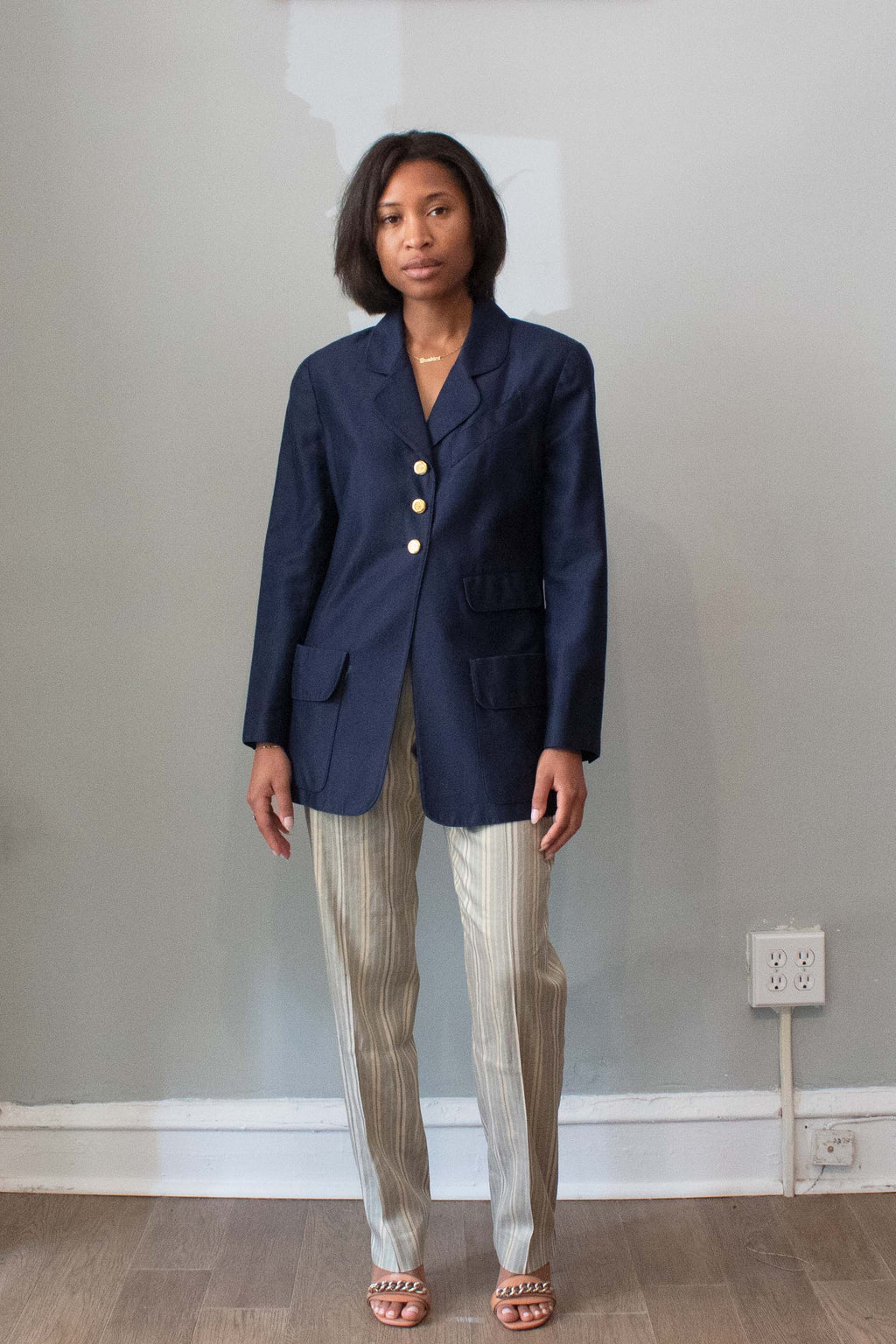 Chanel Navy Cotton Blue Blazer