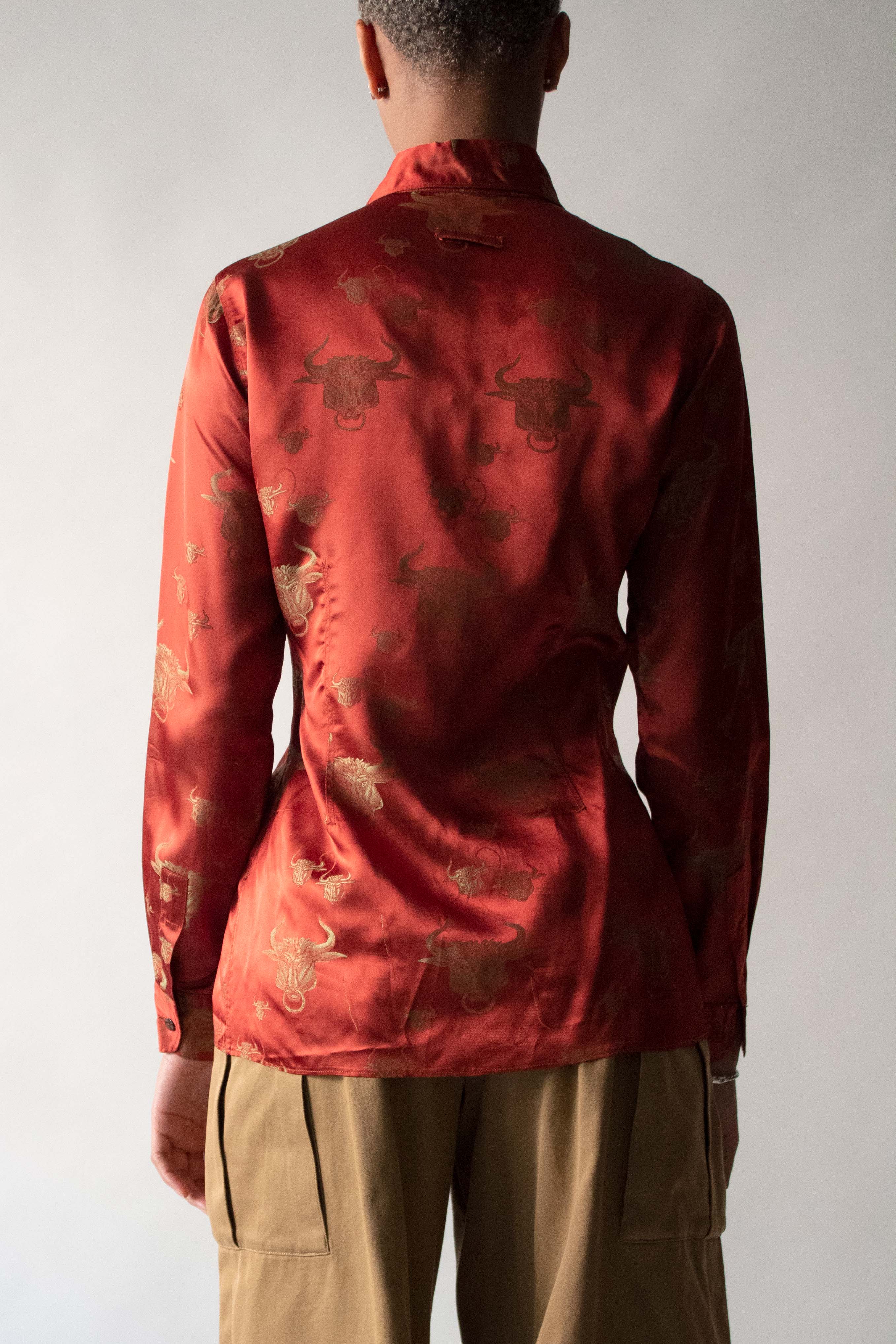 Jean Paul Gaultier 1994 Red Polyester jaquard Shirt