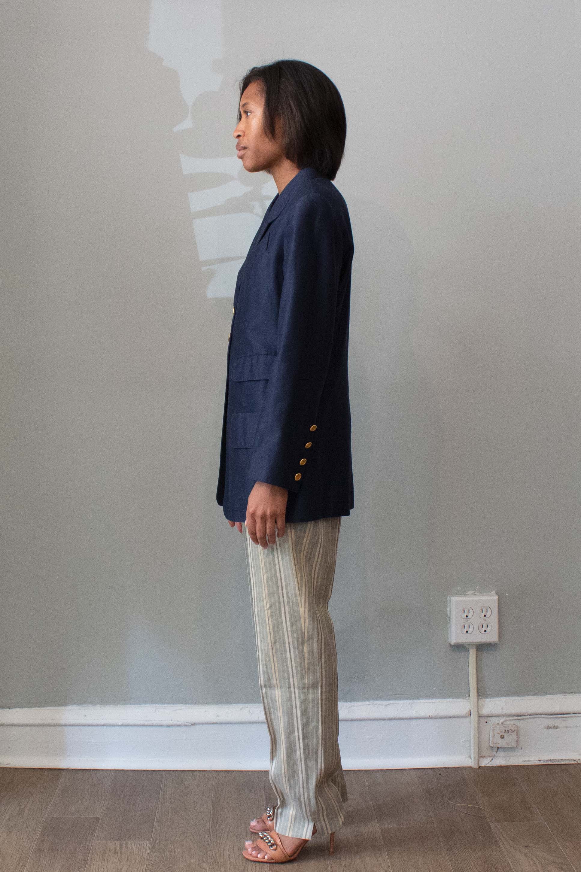 Chanel Navy Cotton Blue Blazer