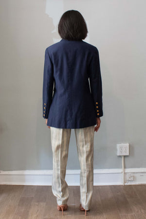 Chanel Navy Cotton Blue Blazer