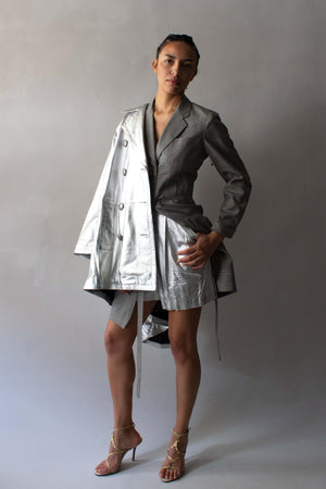 Yves Saint Laurent Silver Leather Jacket