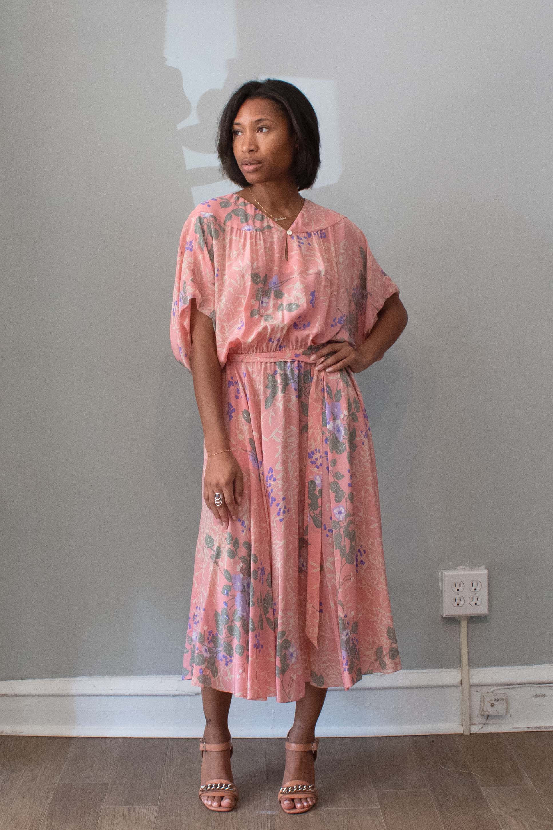 Holly Harp Silk Floral Print Dress