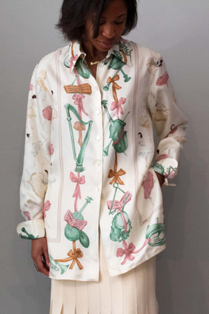 Hermes "La Danse" Printed Silk Shirt