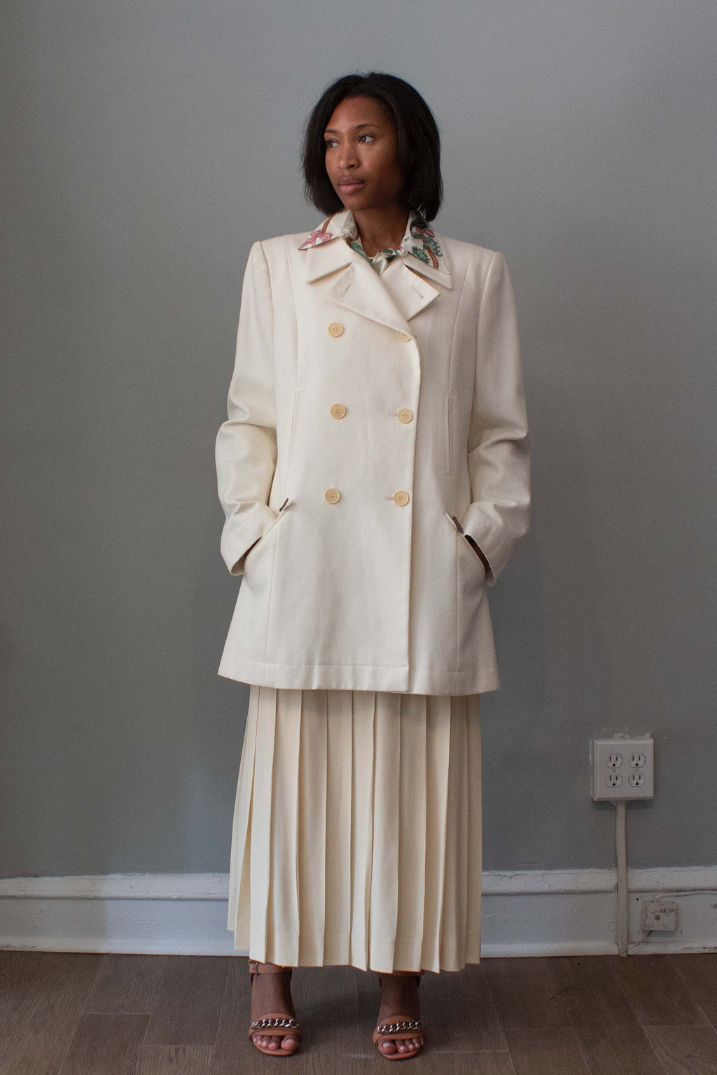 Hermes Ivory Cotton Trench Coat